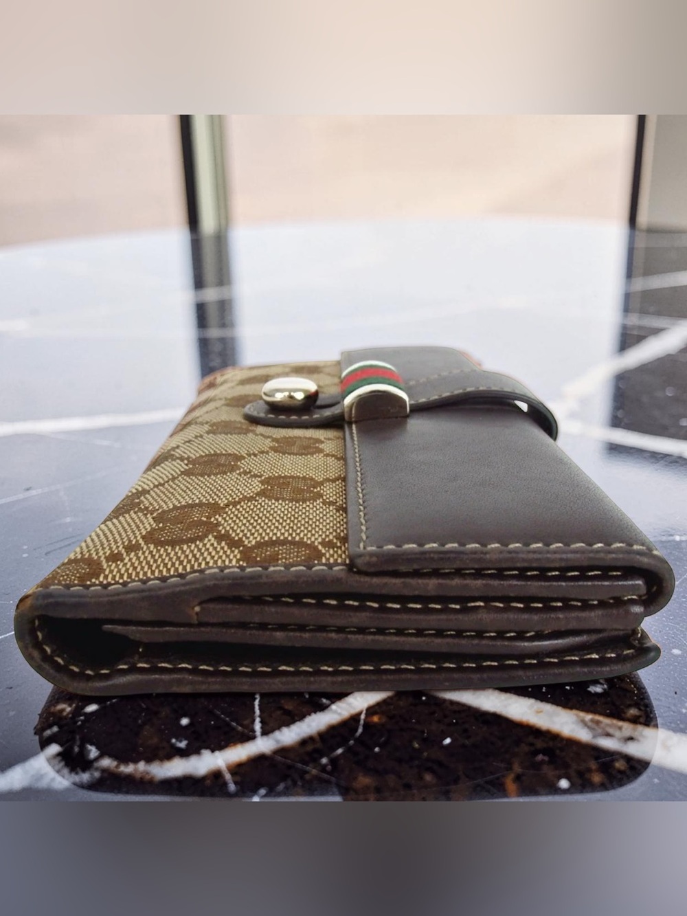 GUCCI Sherry Line Canvas/Leather Continental Wallet πβ€οΈβπ₯ - Picture 12 of 14